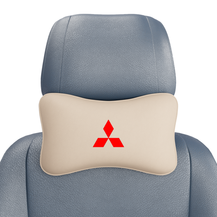 Подушки под шею Подушка под шею бежевая с вышивкой Mitsubishi