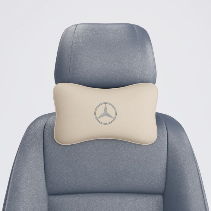 Подушки под шею Подушка под шею бежевая с вышивкой Mercedes