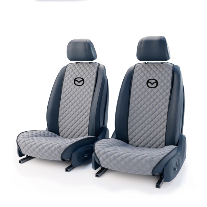 Накидки на сидения Комплект передних серых накидок с вышивкой Mazda2